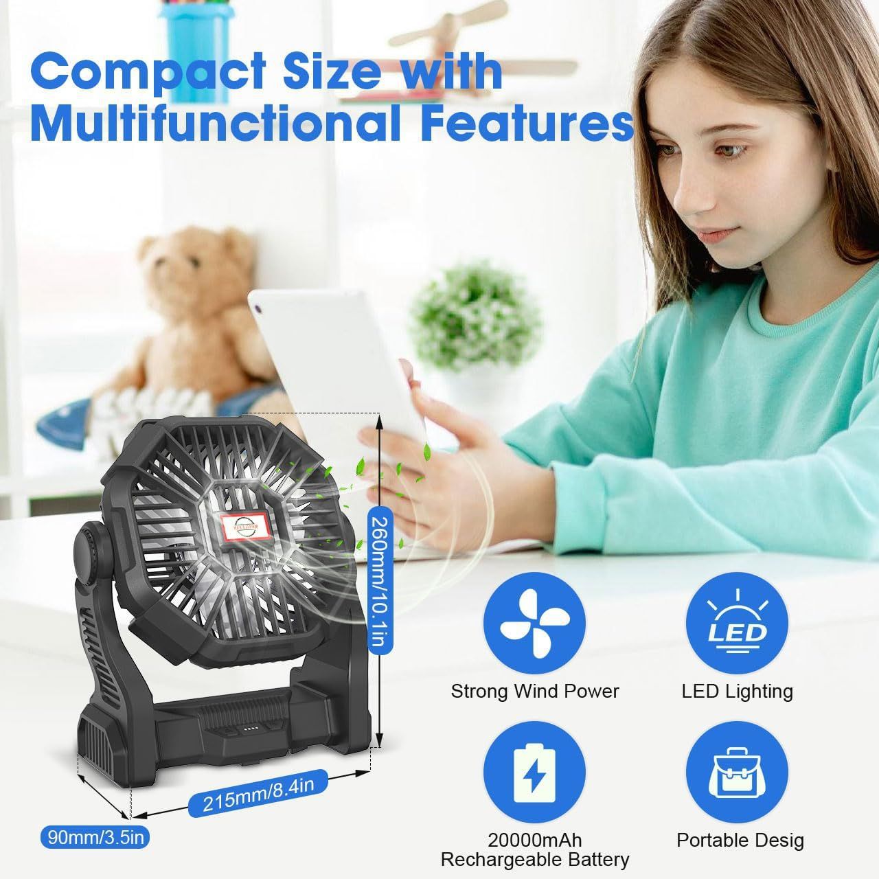 Portable Outdoor Rechargeable Camping Fan