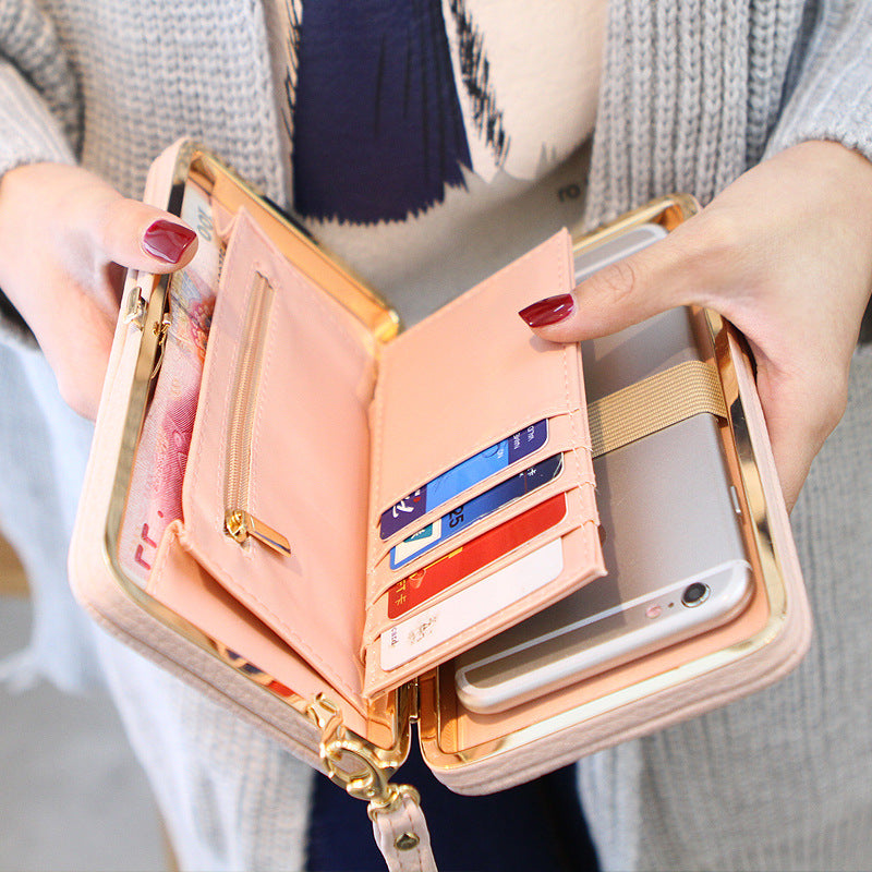 Korean Style Wallet with Cute Bow and Large Capacity