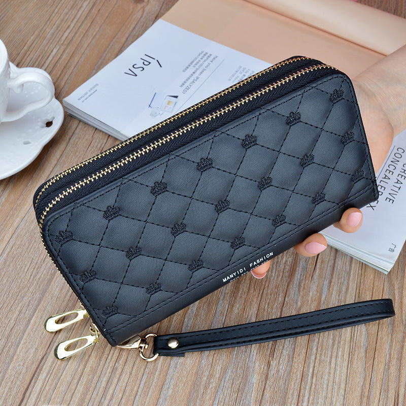 Women's Long Double Zipper Shoulder Handbag