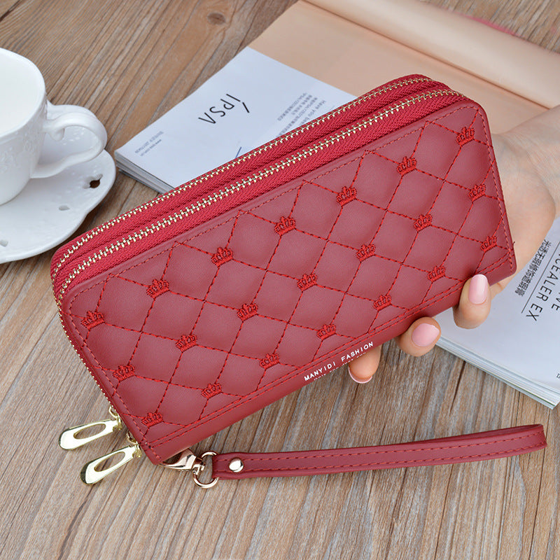 Women's Long Double Zipper Shoulder Handbag