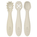 Modern Legacy Home Silicone Toddler Fork and Spoon Utensils Baby Led Weaning (BLW) Eating Essentials Kids Self Feeding Set (Cream) CTL5038-17