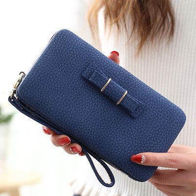 Korean Style Wallet with Cute Bow and Large Capacity