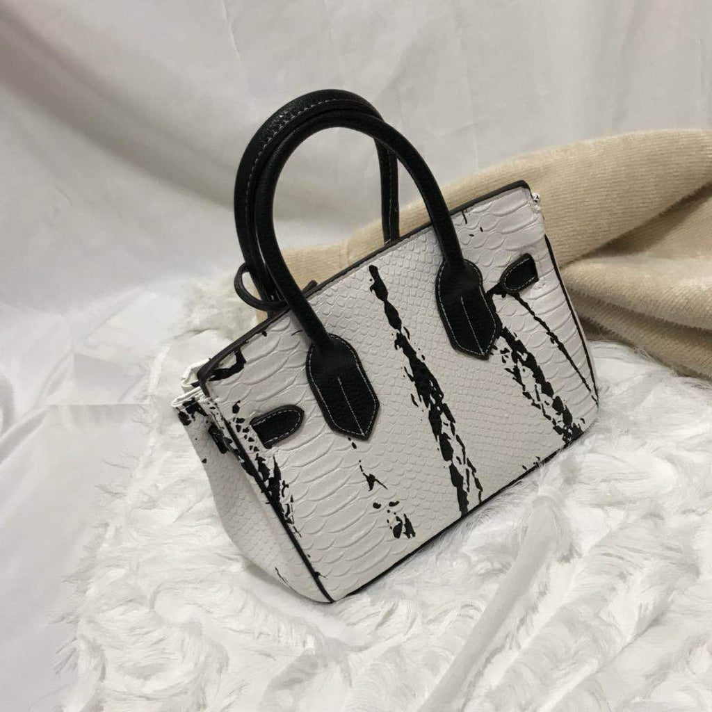 Platinum Color-Block Python Print Handbag & Crossbody