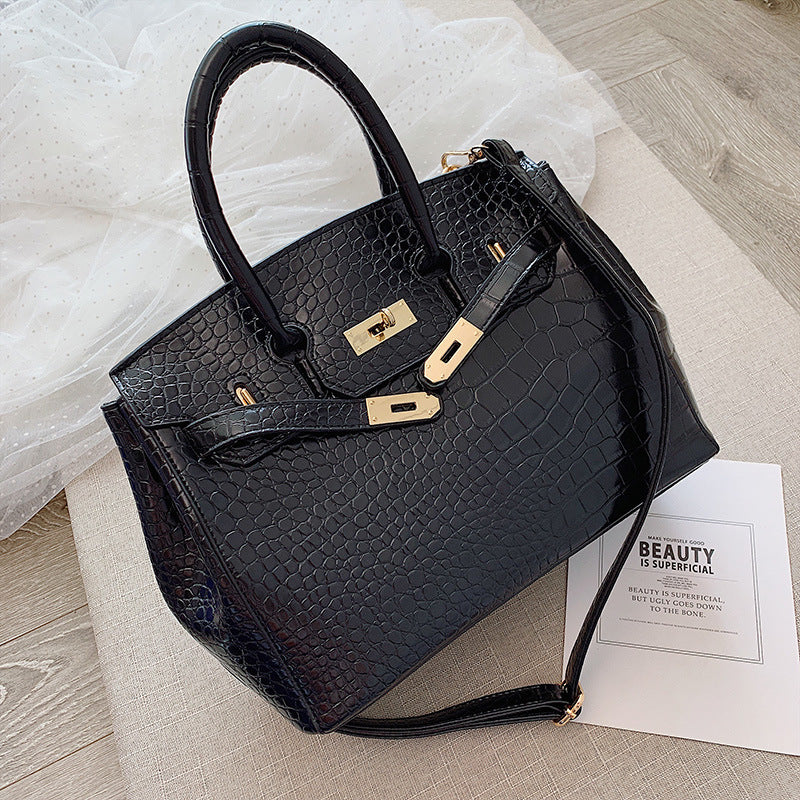 Crocodile Pattern Platinum Handbag for Women