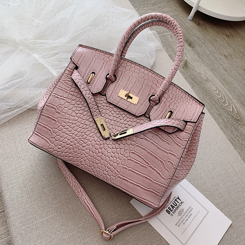 Crocodile Pattern Platinum Handbag for Women