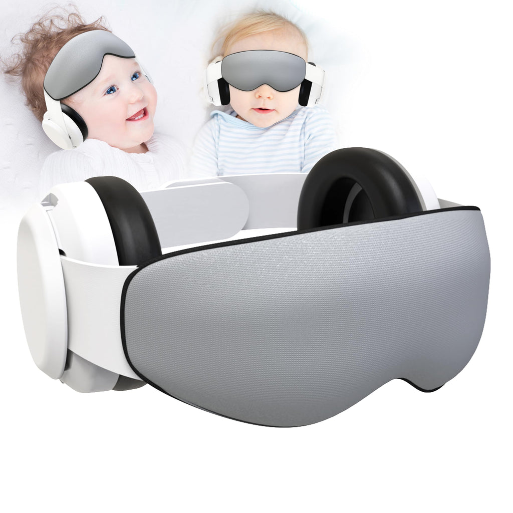 DANCELF Baby Ear Protection with Eye Cups Noise Cancelling Headphones with Retractable Elastic Band for Infants Kids Baby Ear Defenders for Sleeping Traveling Airplanes Outdoor Noisy Scene Grey