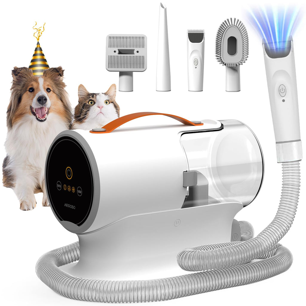 AIRROBO Dog Grooming Vacuum Dog Grooming Kit12000Pa Strong Pet Grooming Vacuum for Dogs 2L Large Capacity Dog Vacuum for Shedding Grooming Hair Dog Hair Vacuum 5 Pet Grooming Tools QuietPG100