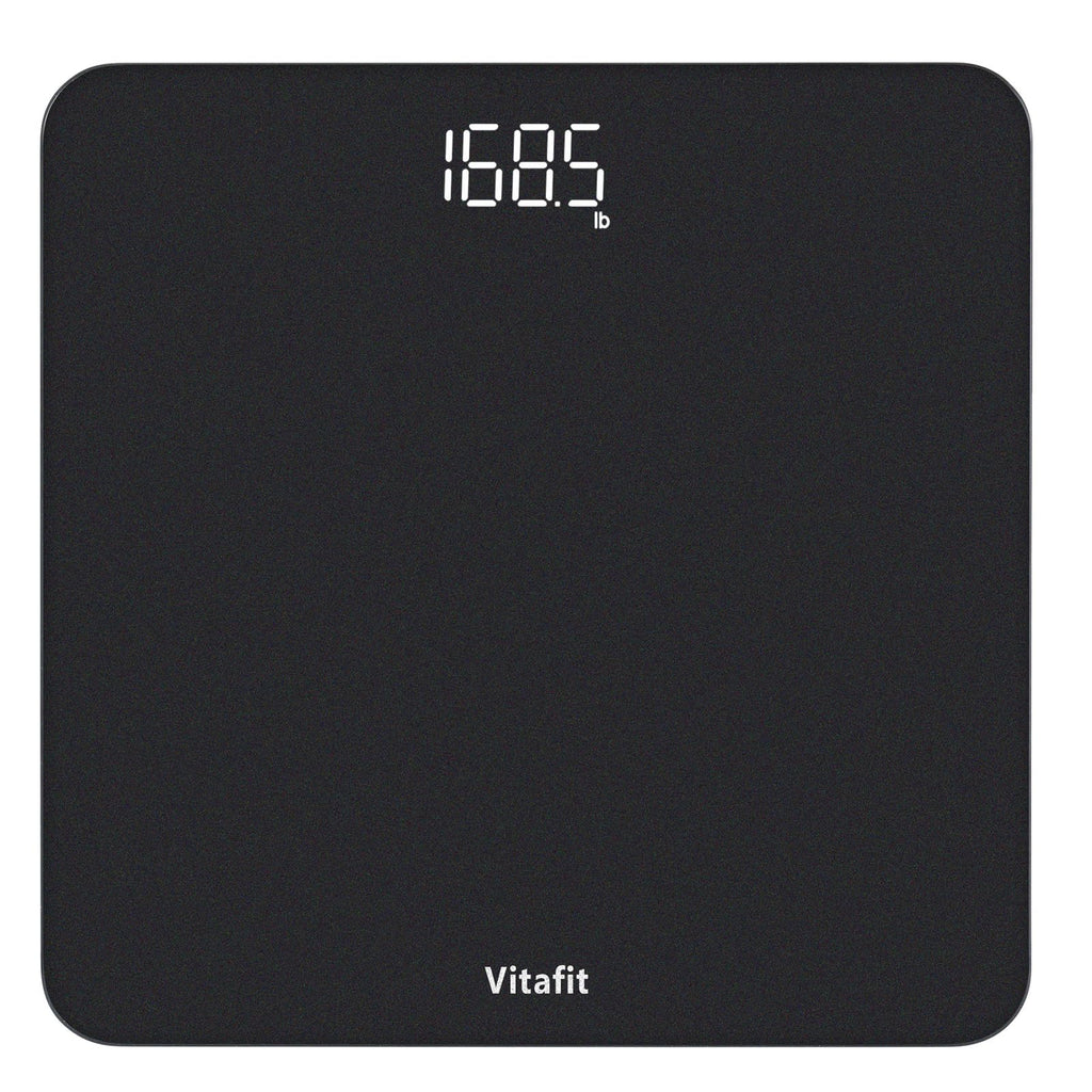 Vitafit Digital Bathroom Scale for Body Weight Weighing Professional Since 2001 Clear LED Display and Step-On 3*AAA Batteries Included 400lb/180kg Spray Silver Black