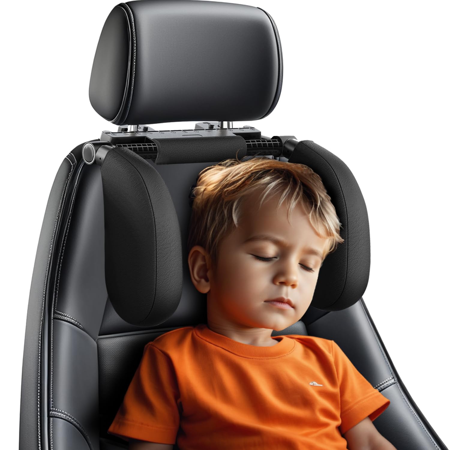 zorunowa Car Headrest Pillow Thickened Memory Foam Road Pal Headrest Neck Support Pillow 180° Adjustable Car Headrest U- Shaped Design Travel Car SleepingSuitable for Kids and Adults (Black)