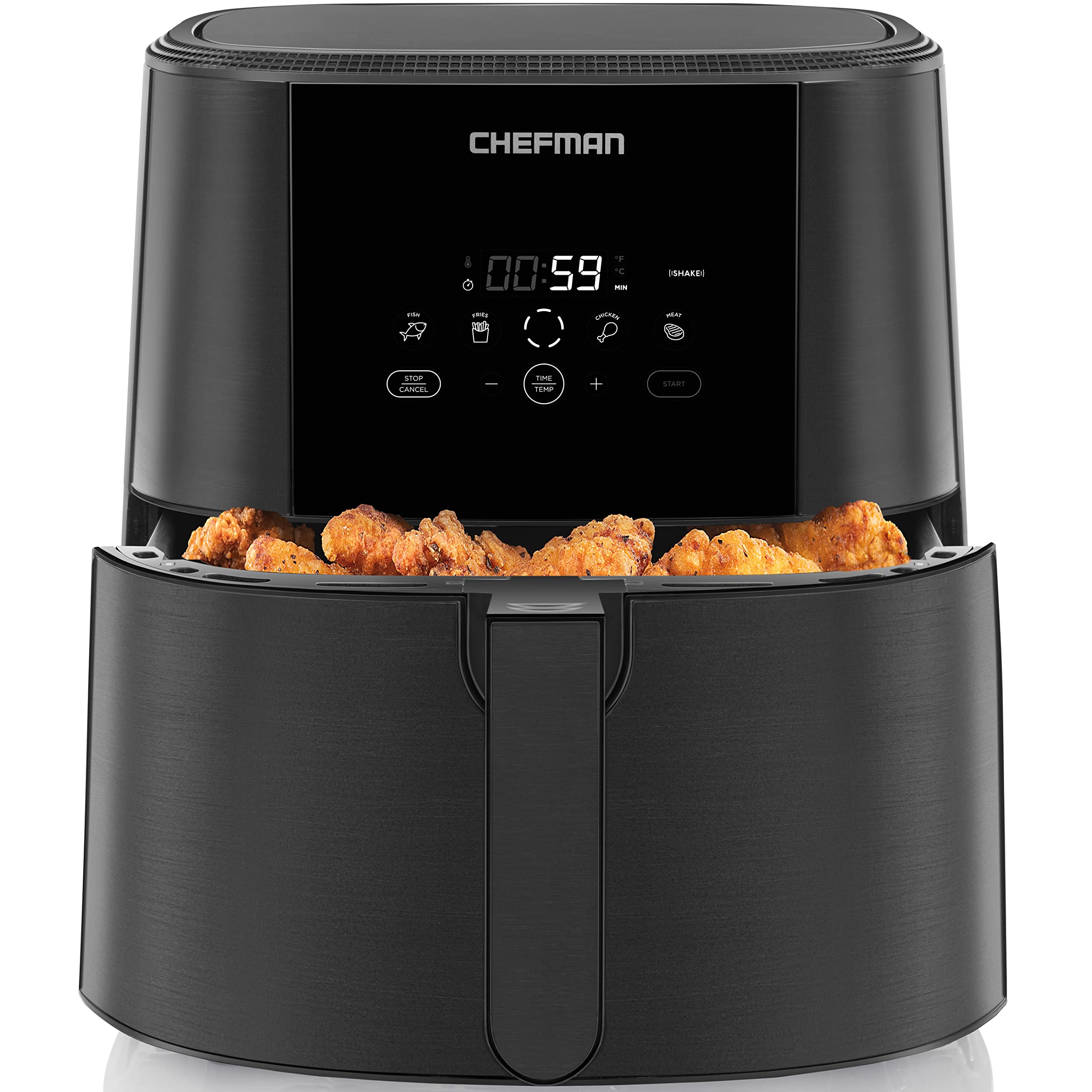 Chefman TurboFry Touch Air Fryer 8-Quart Family Size One-Touch Digital Controls for Healthy Cooking Presets for French Fries Chicken Meat Fish Nonstick Dishwasher-Safe Parts Black
