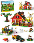 Muiurple Farm House Building Set Farm Set with Tractor Toys and Windmill Farm Land Animal Building Kits with Horse Cow and Chicks Educational Toys for Kids Ages 6 Home Decoration