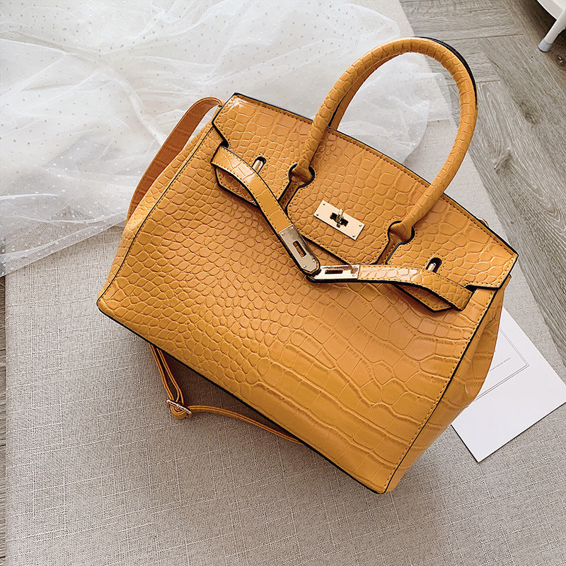 Crocodile Pattern Platinum Handbag for Women