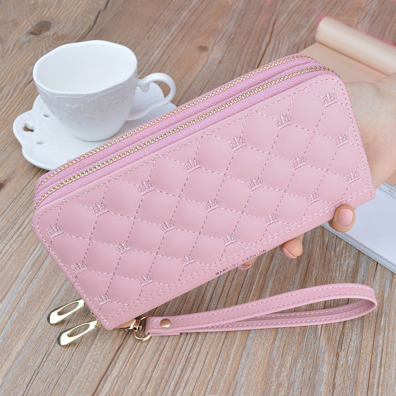 Women's Long Double Zipper Shoulder Handbag