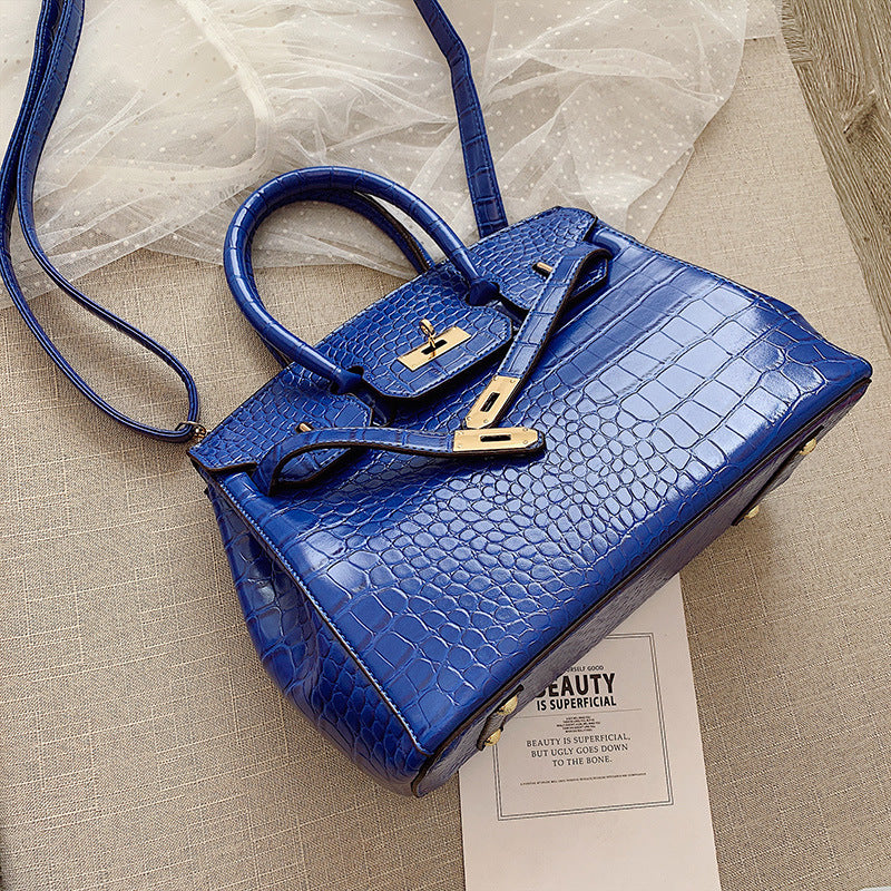 Crocodile Pattern Platinum Handbag for Women