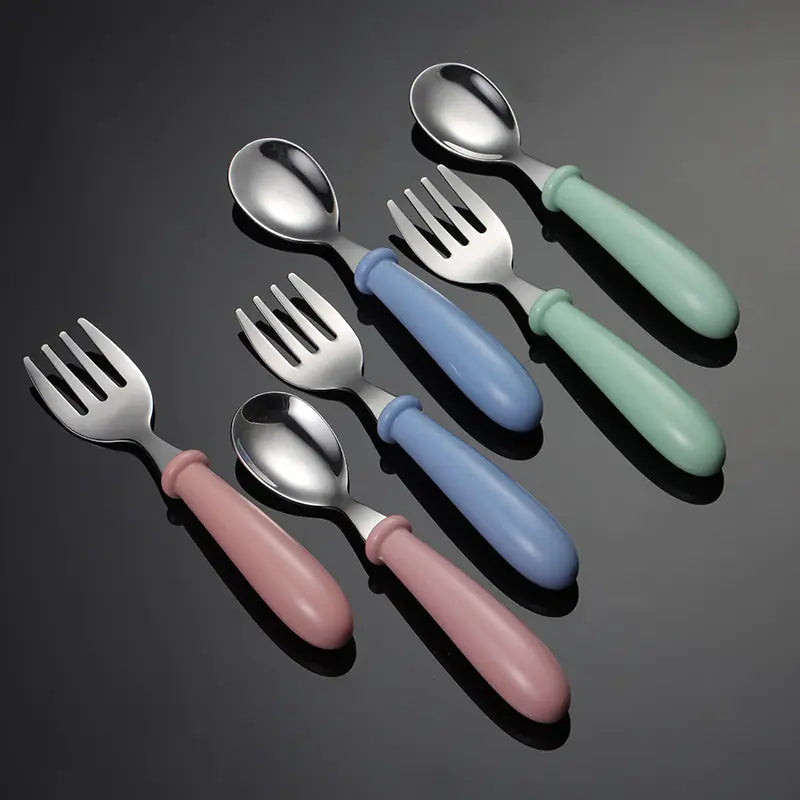 Creative Stainless Steel Fork and Spoon Set for Kids